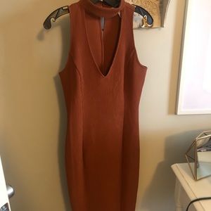 Bodycon Midi Dress Burnt Orange